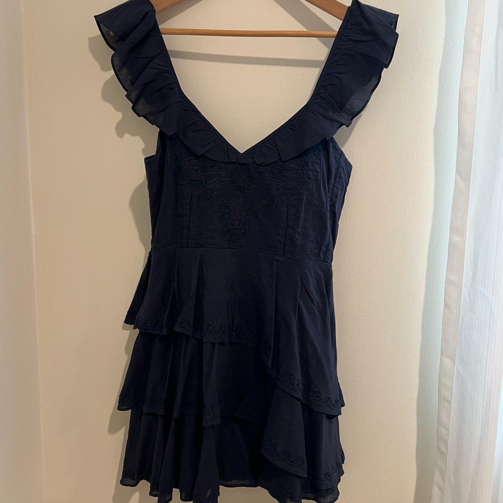 LoveShackFancy Navy Ruffle Dress